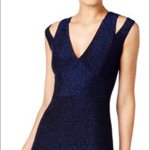 Calvin Klein Midnight Blue Metallic Formal Dress. - Picture 2 of 6